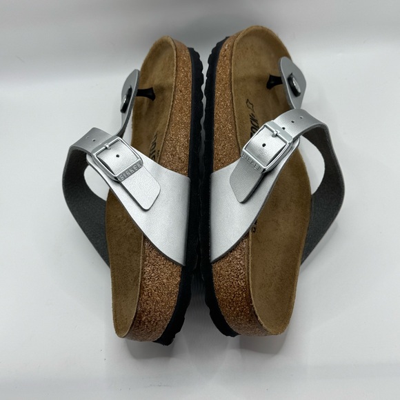 Birkenstock Silver and Tan Footbed Sandals - Picture 12 of 16